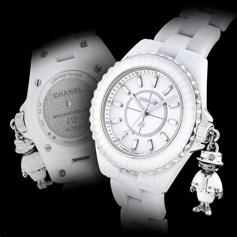 chanel white watch with diamonds|chanel mademoiselle watch j12.